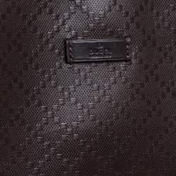 Pre Owned Gucci Dark Brown Diamante Leather Medium Bright Tote 