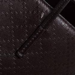 Pre Owned Gucci Dark Brown Diamante Leather Medium Bright Tote 