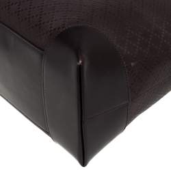 Pre Owned Gucci Dark Brown Diamante Leather Medium Bright Tote 