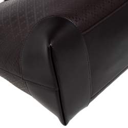 Pre Owned Gucci Dark Brown Diamante Leather Medium Bright Tote 