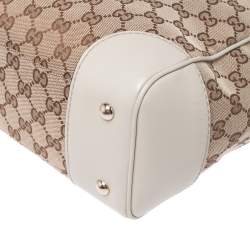 Pre Owned Gucci Beige/Cream GG Canvas and Leather Mayfair Web Tote 