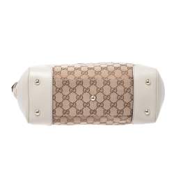 Pre Owned Gucci Beige/Cream GG Canvas and Leather Mayfair Web Tote 