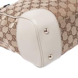 Pre Owned Gucci Beige/Cream GG Canvas and Leather Mayfair Web Tote 