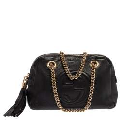 مملوكة مسبقًا Gucci Black Leather Medium Soho Chain Shoulder Bag
