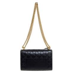 Gucci Black Guccissima Leather Small Padlock Shoulder Bag