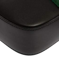 Pre Owned Gucci Black Leather Webby Bee Shoulder Bag