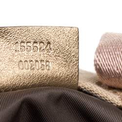 مملوكة مسبقًا حقيبة يد غوتشي  ديابر جلد وكانفاس جي جي  ذهبية/ بيج