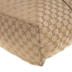 مملوكة مسبقًا حقيبة يد غوتشي ديابر جلد وكانفاس جي جي  ذهبية/ بيج