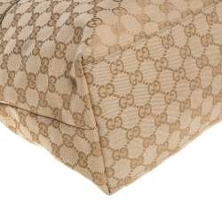 مملوكة مسبقًا حقيبة يد غوتشي ديابر جلد وكانفاس جي جي  ذهبية/ بيج