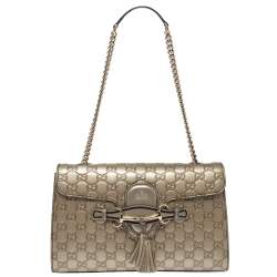 Pre Owned حقيبة كتف غوتشي إيملي بسلسلة جلد جي جي بيج متوسطة