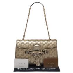 Pre Owned حقيبة كتف غوتشي إيملي بسلسلة جلد جي جي بيج متوسطة