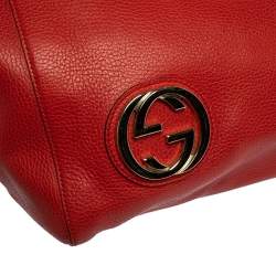 مملوكة مسبقًا Gucci Red Leather Large Interlocking GG Shopper Tote