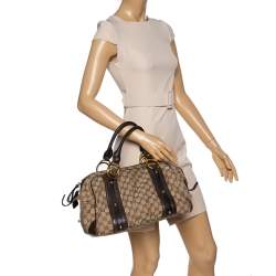 مملوكة مسبقًا Gucci Beige/Brown GG Canvas and Leather G Interlocking Bowler Bag
