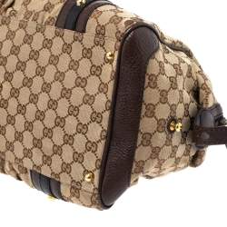 مملوكة مسبقًا Gucci Beige/Brown GG Canvas and Leather G Interlocking Bowler Bag