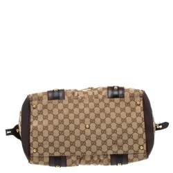 مملوكة مسبقًا Gucci Beige/Brown GG Canvas and Leather G Interlocking Bowler Bag