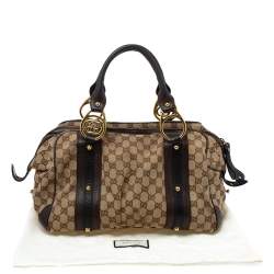 مملوكة مسبقًا Gucci Beige/Brown GG Canvas and Leather G Interlocking Bowler Bag
