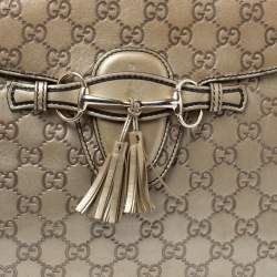 Pre Owned حقيبة كتف غوتشي "ايميلي" سلسلة كبيرة جلد غوتشيسيما بيج ميتاليك