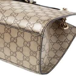 Pre Owned حقيبة كتف غوتشي "ايميلي" سلسلة كبيرة جلد غوتشيسيما بيج ميتاليك