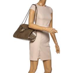 Pre Owned حقيبة كتف غوتشي "ايميلي" سلسلة كبيرة جلد غوتشيسيما بيج ميتاليك