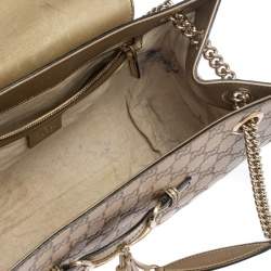 Pre Owned حقيبة كتف غوتشي "ايميلي" سلسلة كبيرة جلد غوتشيسيما بيج ميتاليك