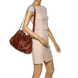 Pre Owned Gucci Brown Leather Medium Babouska Indy Hobo