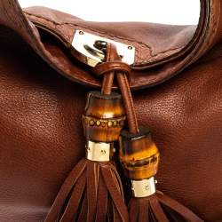 Pre Owned Gucci Brown Leather Medium Babouska Indy Hobo