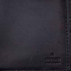 Pre Owned Gucci Black Guccissima Leather Flap Continental Wallet