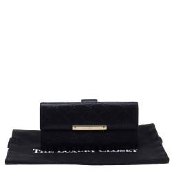 Pre Owned Gucci Black Guccissima Leather Flap Continental Wallet