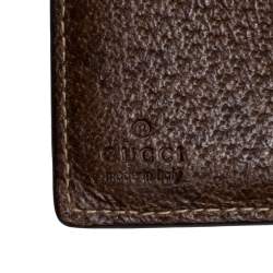 مملوكة مسبقًا محفظة غوتشي كومباكت ويب جلد وكانفاس جي جي بنية/ بيج