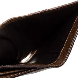 مملوكة مسبقًا محفظة غوتشي كومباكت ويب جلد وكانفاس جي جي بنية/ بيج