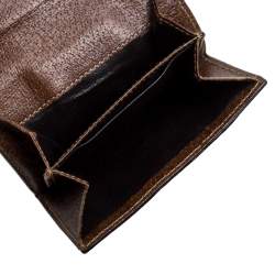 مملوكة مسبقًا محفظة غوتشي كومباكت ويب جلد وكانفاس جي جي بنية/ بيج