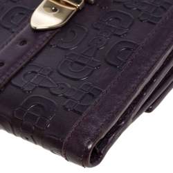 مملوكة مسبقًا Gucci Dark Purple Leather Compact Wallet