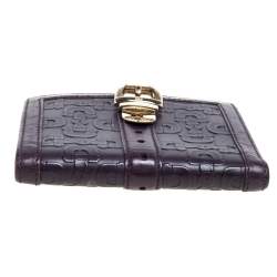 مملوكة مسبقًا Gucci Dark Purple Leather Compact Wallet