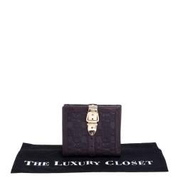 مملوكة مسبقًا Gucci Dark Purple Leather Compact Wallet
