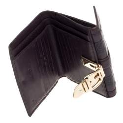 مملوكة مسبقًا Gucci Dark Purple Leather Compact Wallet