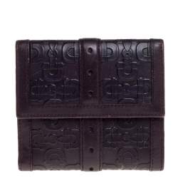 مملوكة مسبقًا Gucci Dark Purple Leather Compact Wallet
