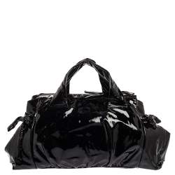 Pre Owned Gucci Black Patent Leather Large Hysteria Tote