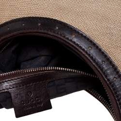 Pre Owned حقيبة غوتشي ويب رينس كانفاس وجلد بني/ بيج