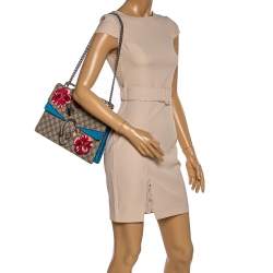 Pre Owned حقيبة كتف غوتشي ديونسوس مزخرفة ثعبان /ورد سويدي وكانفاس سوبريم  جي جي بيج/ أزرق متوسطة