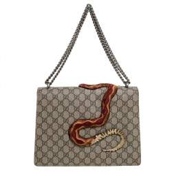 Pre Owned حقيبة كتف غوتشي ديونسوس مزخرفة ثعبان /ورد سويدي وكانفاس سوبريم  جي جي بيج/ أزرق متوسطة
