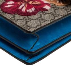 Pre Owned ح قيبة كتف غوتشي ديونسوس مزخرفة ثعبان /ورد سويدي وكانفاس سوبريم  جي جي بيج/ أزرق متوسطة