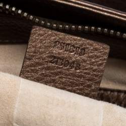 Pre Owned Gucci Metallic Brown Leather Medium 1973 Top Handle Tote Bag