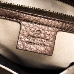 Pre Owned Gucci Metallic Brown Leather Medium 1973 Top Handle Tote Bag