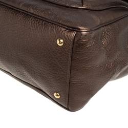 Pre Owned Gucci Metallic Brown Leather Medium 1973 Top Handle Tote Bag