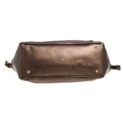Pre Owned Gucci Metallic Brown Leather Medium 1973 Top Handle Tote Bag