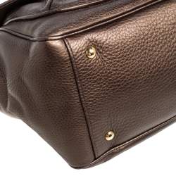 Pre Owned Gucci Metallic Brown Leather Medium 1973 Top Handle Tote Bag