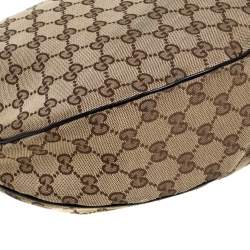 Pre Owned Gucci Beige/Black GG Canvas and Patent Leather Medium Full Moon Hobo