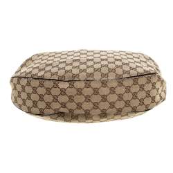 Pre Owned Gucci Beige/Black GG Canvas and Patent Leather Medium Full Moon Hobo