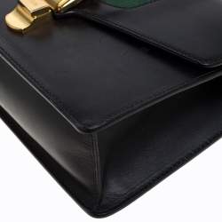 Gucci Black Leather Small Web Chain Sylvie Shoulder Bag