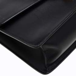 Pre Owned Gucci Black Leather Small Web Chain Sylvie Shoulder Bag